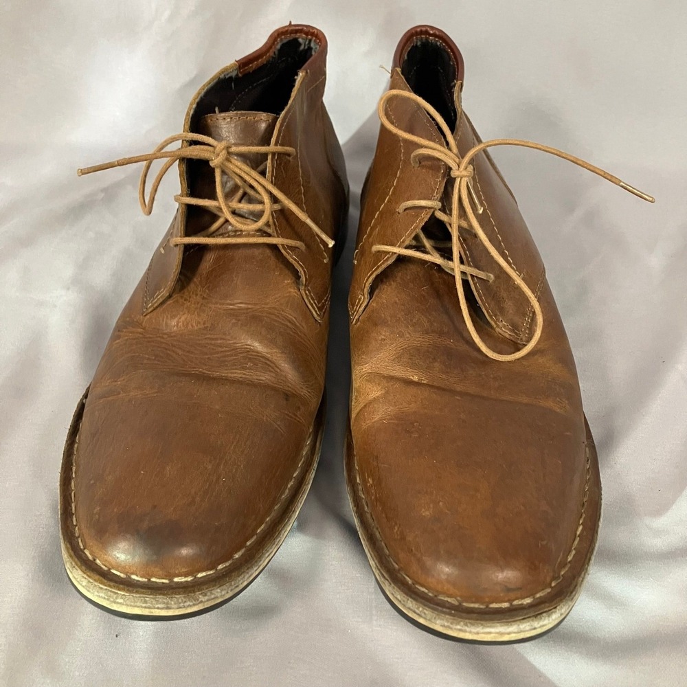 Steve Madden Harren Boots Mens Size 11.5 Cognac Leather Chukka 247